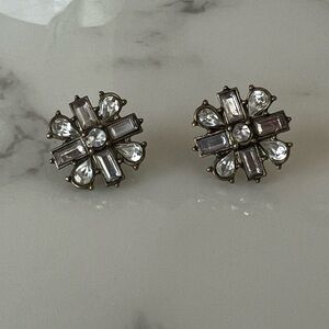 Vintage Rhinestone Earrings, Starburst Design, Pierced